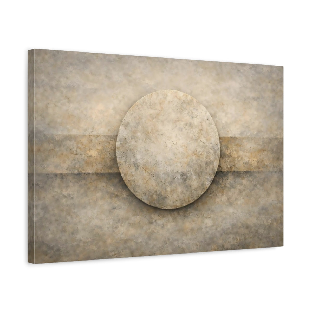 Abstract Textured Circle Beige And Brown - Canvas Wall Art Print