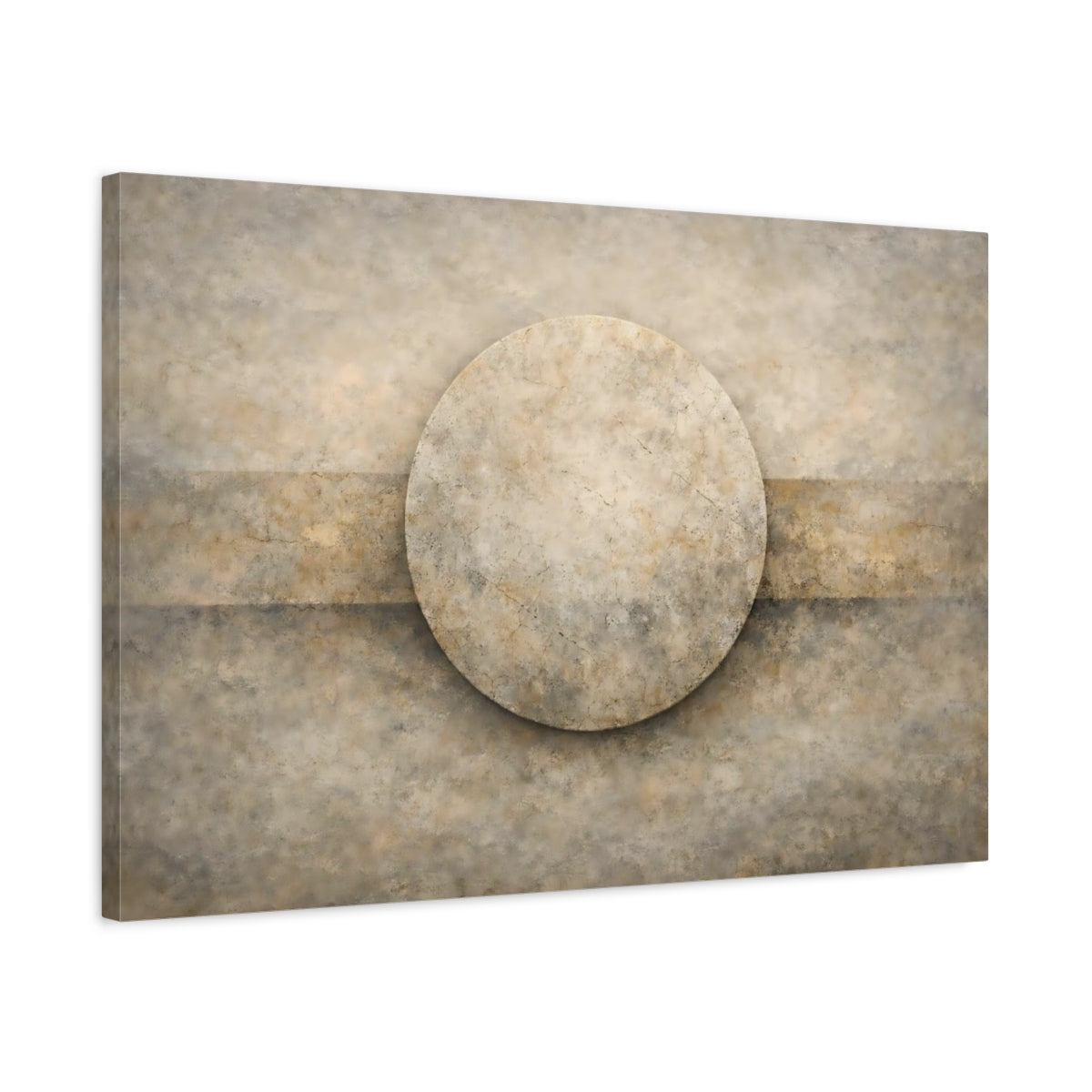 Abstract Textured Circle Beige And Brown - Canvas Wall Art Print