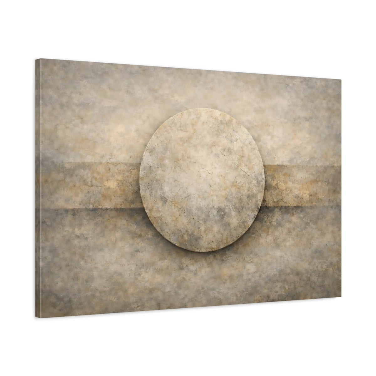 Abstract Textured Circle Beige And Brown - Canvas Wall Art Print