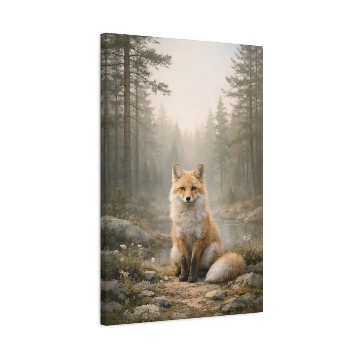 Side Mockup 2. Animals Fox Orange Fox shown as stretched canvas wall art
