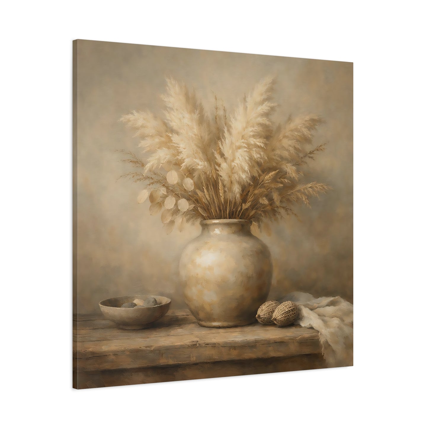 Nature Pampas Grass Brown And Beige - Canvas Wall Art Print