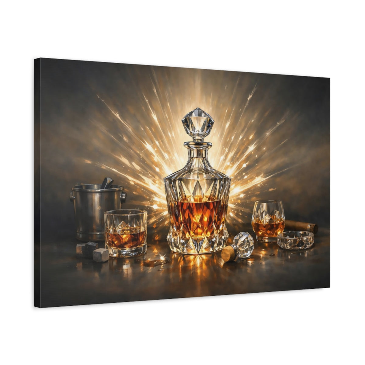 Funny Crystal Decanter Whiskey Vintage - Canvas Wall Art Print