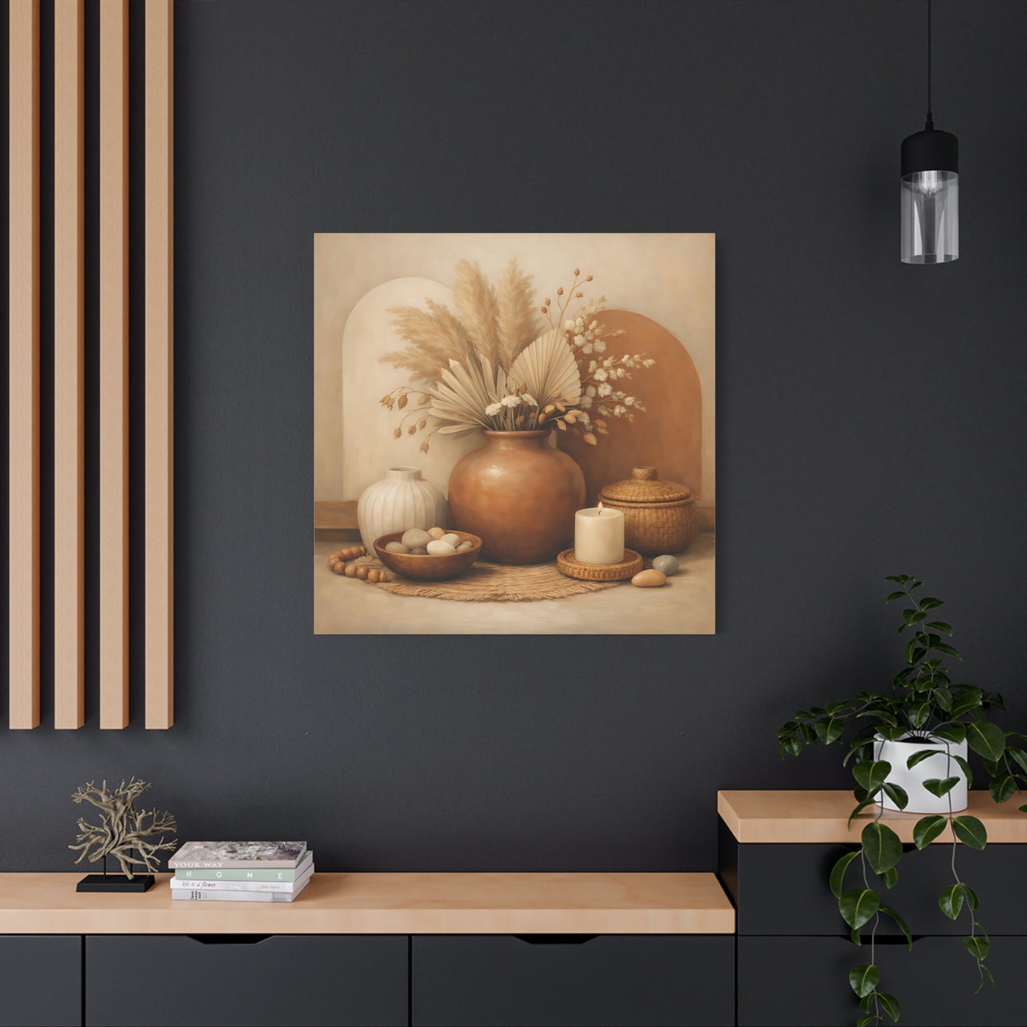 Nature Pampas Grass Earthy Tone Still Life - Canvas Wall Art Print