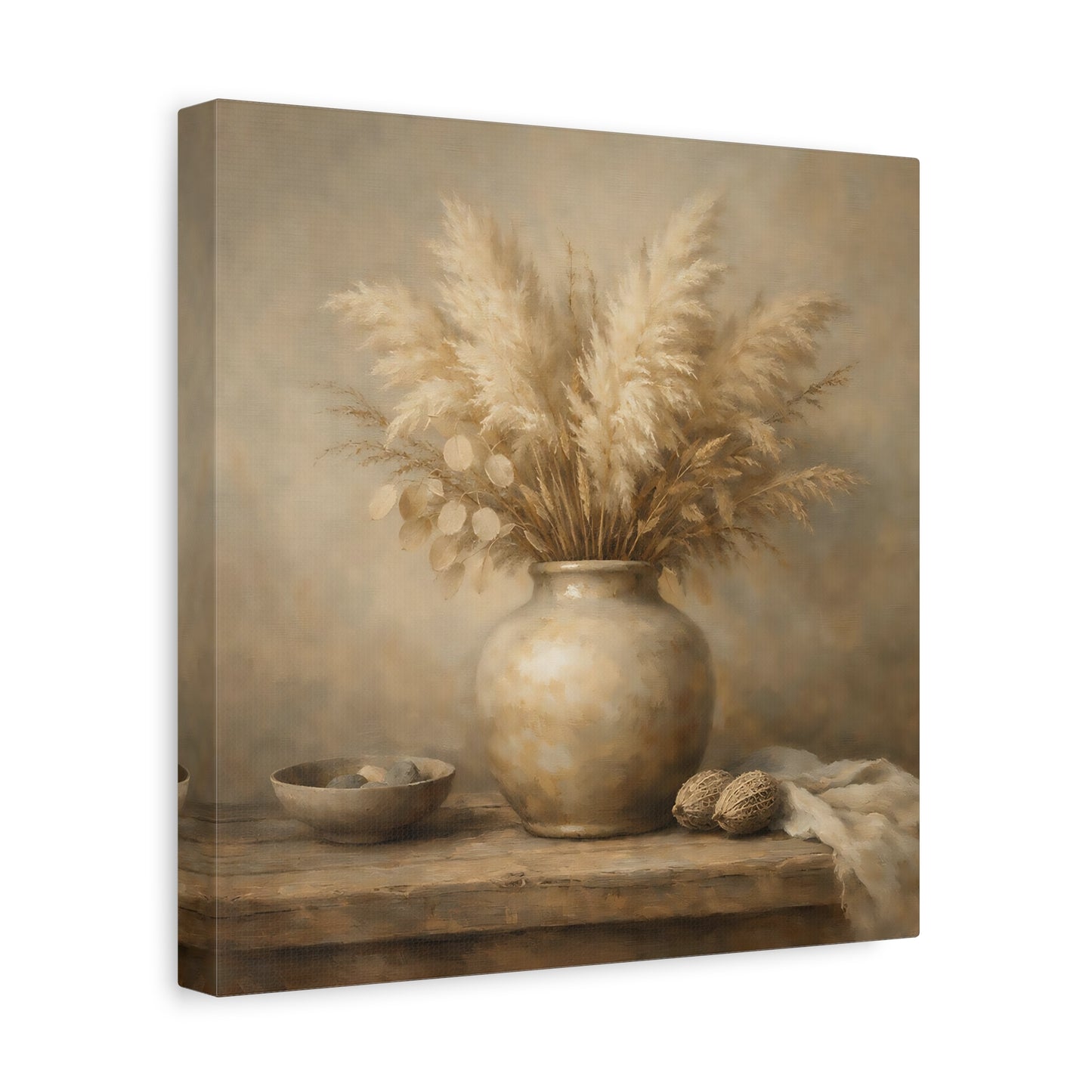 Nature Pampas Grass Brown And Beige - Canvas Wall Art Print