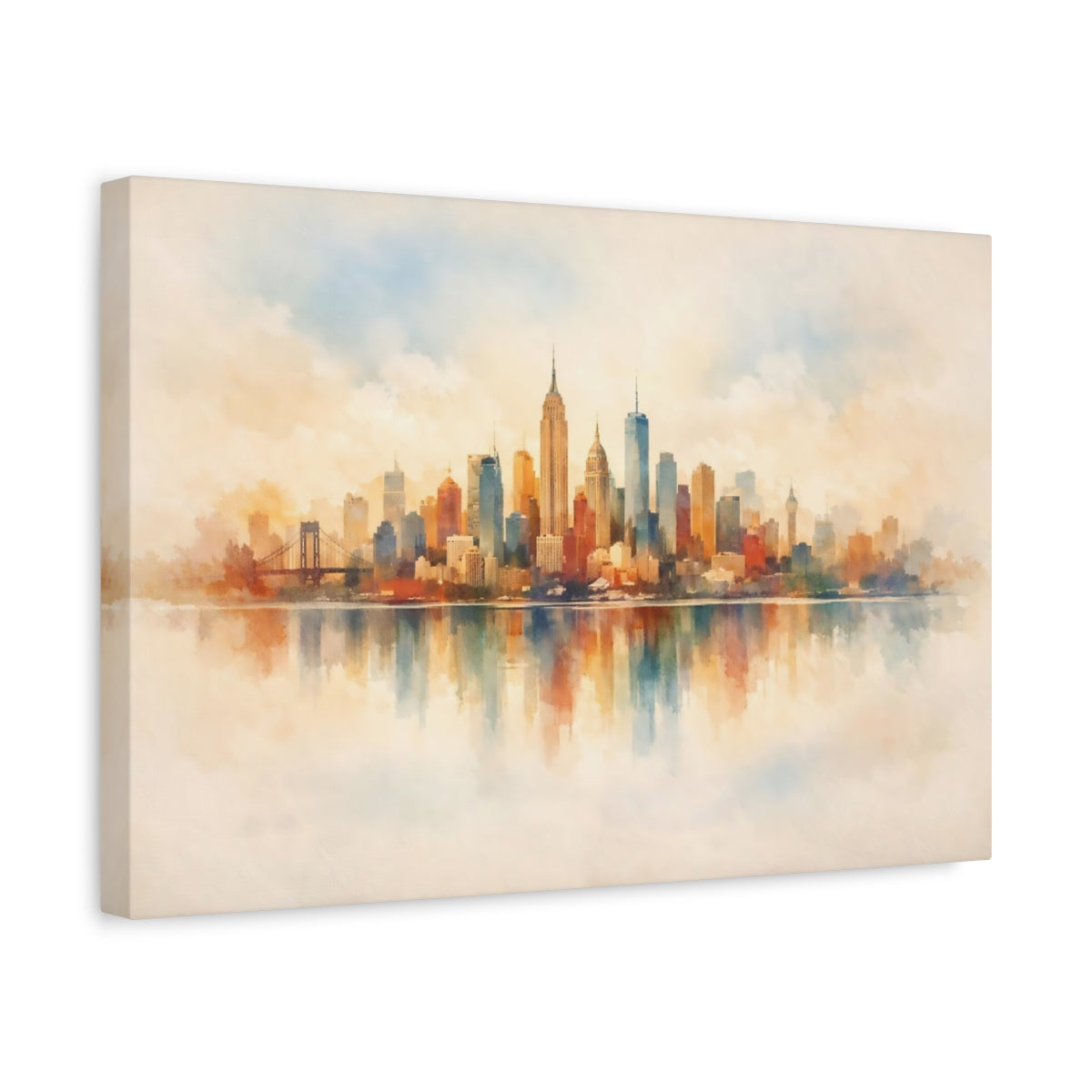 Watercolor Textured City Skyline Abstract - Canvas Wall Art Print