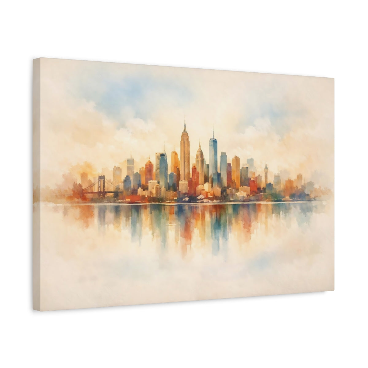 Watercolor Textured City Skyline Abstract - Canvas Wall Art Print