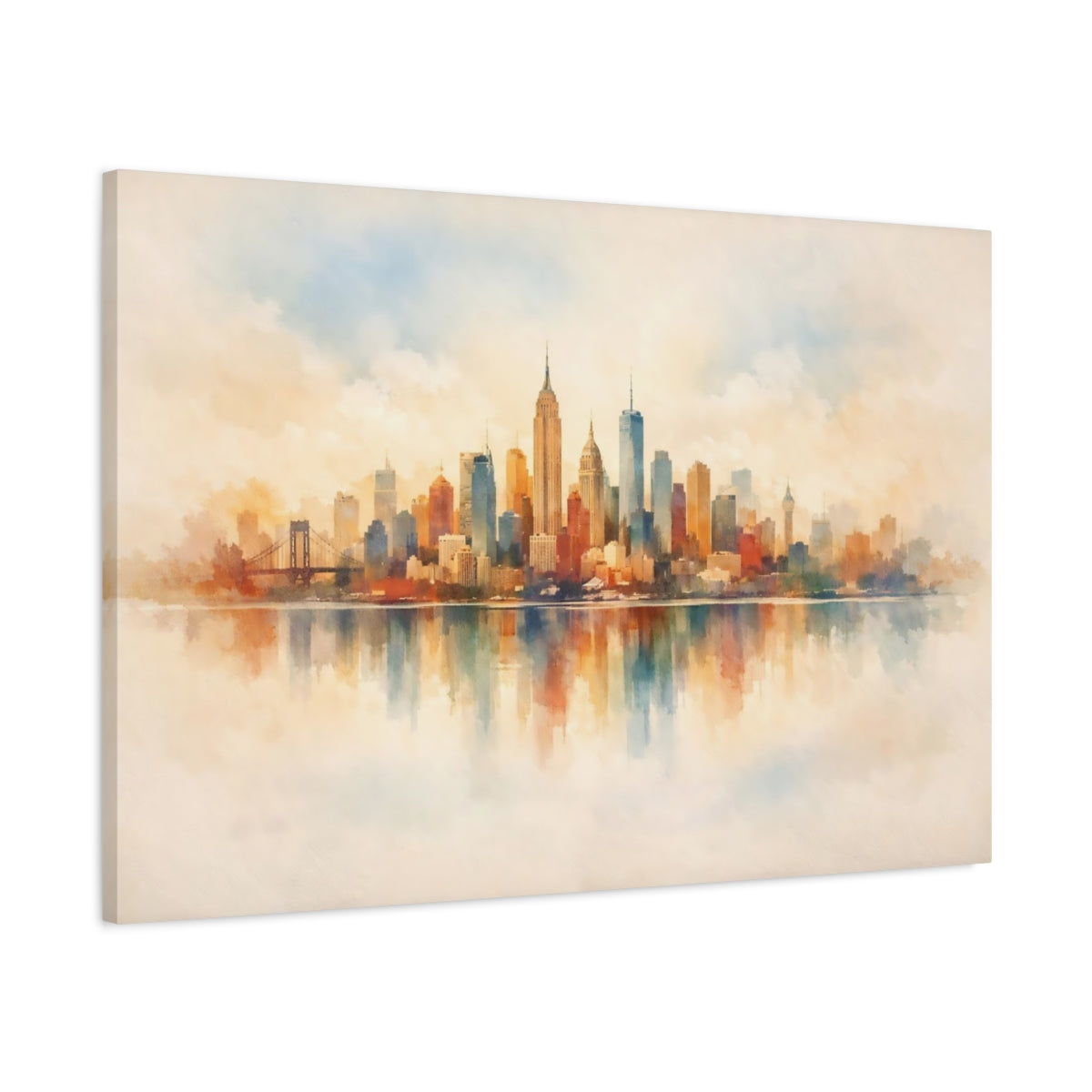 Watercolor Textured City Skyline Abstract - Canvas Wall Art Print
