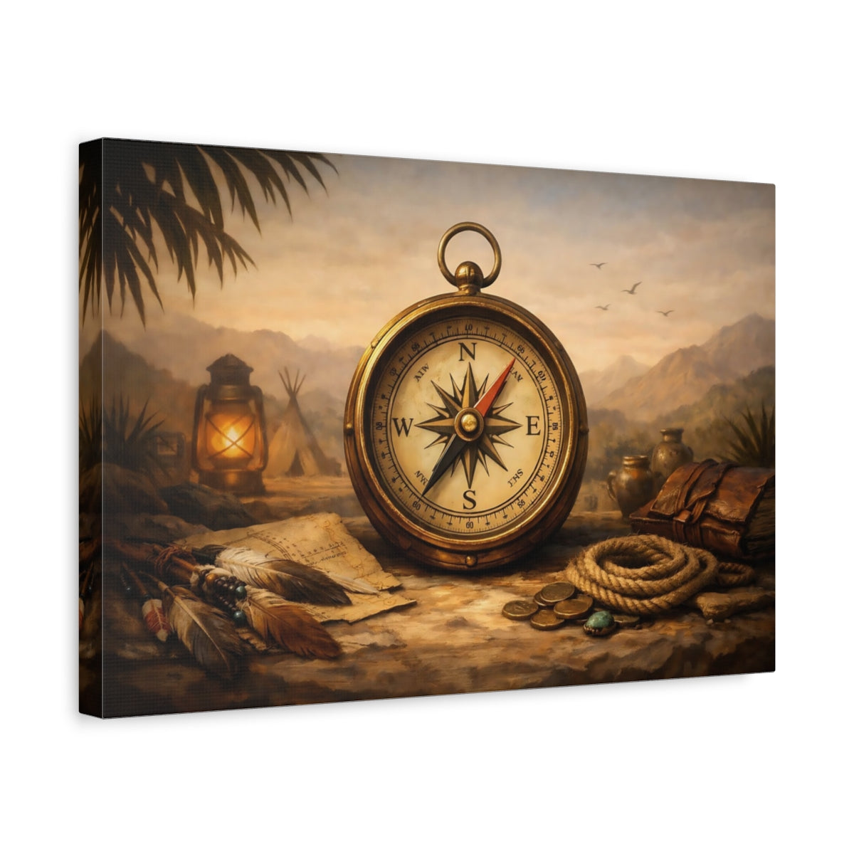 Vintage Compass Adventure - Canvas Wall Art Print
