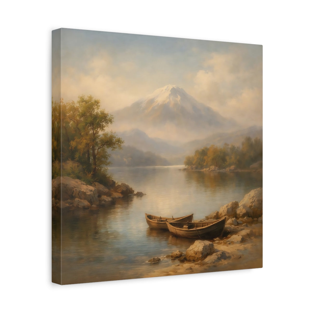 Side Mockup 7. Nature Lake Mountain Mountain Lake Landscape shown as stretched canvas wall art