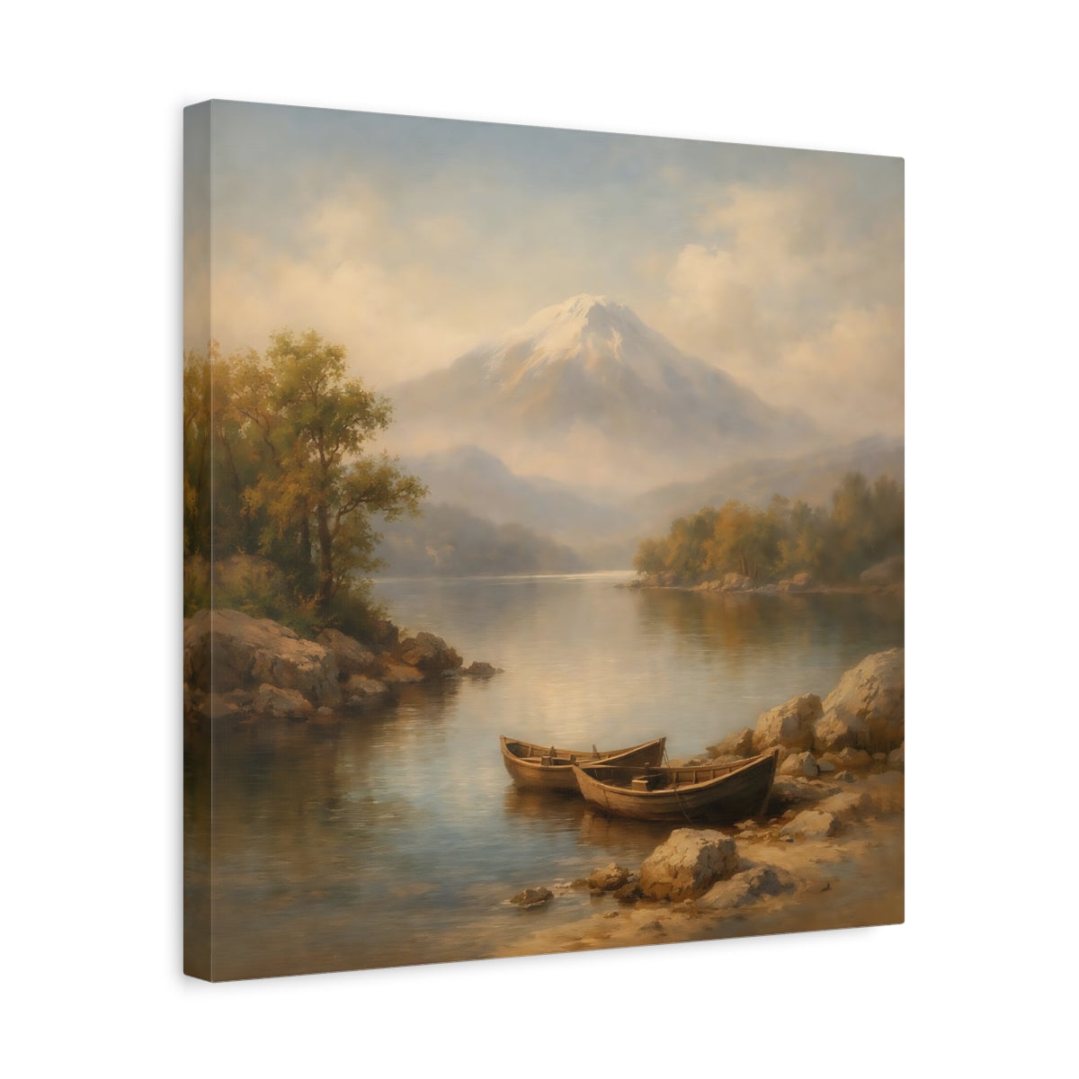 Side Mockup 6. Nature Lake Mountain Mountain Lake Landscape shown as stretched canvas wall art