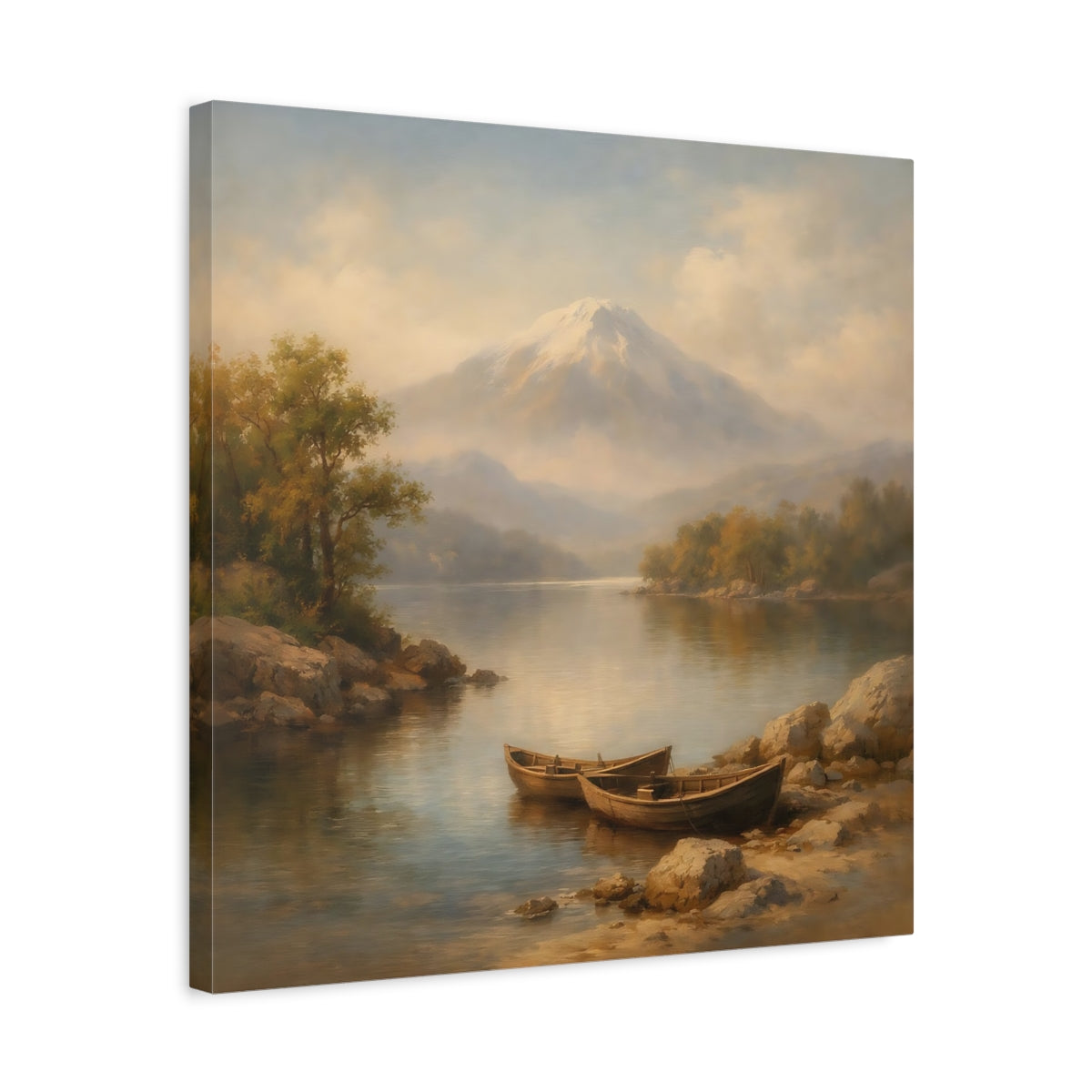 Side Mockup 5. Nature Lake Mountain Mountain Lake Landscape shown as stretched canvas wall art