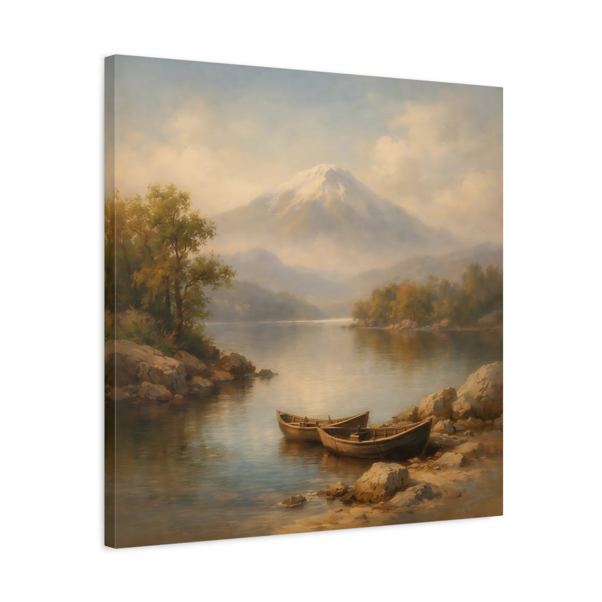 Side Mockup 4. Nature Lake Mountain Mountain Lake Landscape shown as stretched canvas wall art