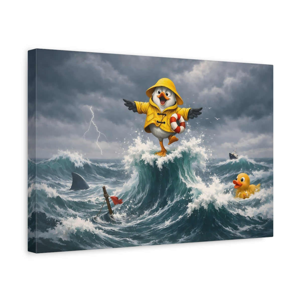 Animals Seagull Yellow Bird Storm - Canvas Wall Art Print