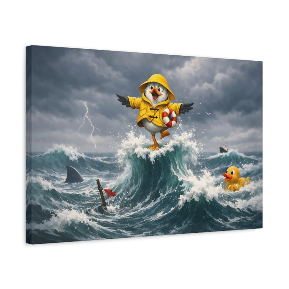 Animals Seagull Yellow Bird Storm - Canvas Wall Art Print