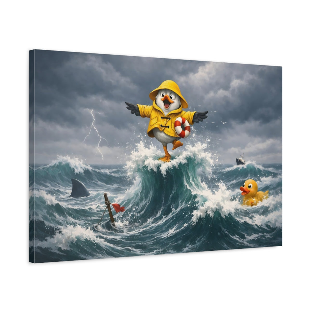Animals Seagull Yellow Bird Storm - Canvas Wall Art Print