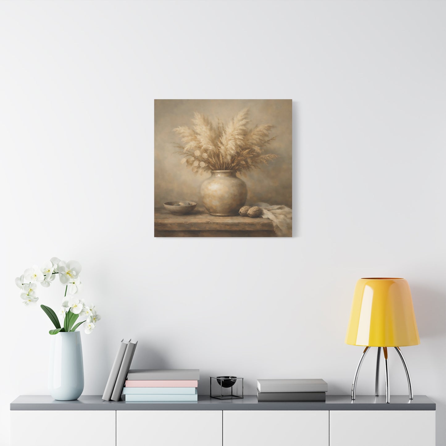 Nature Pampas Grass Brown And Beige - Canvas Wall Art Print