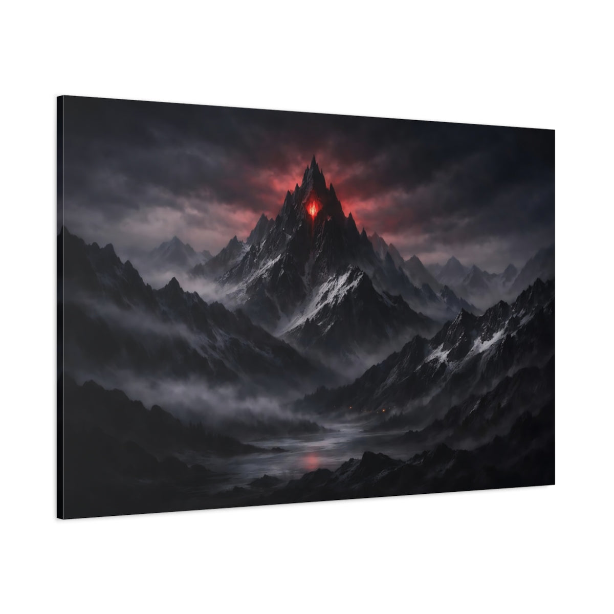 Horror Mountain Range Glowing - Canvas Wall Art Print