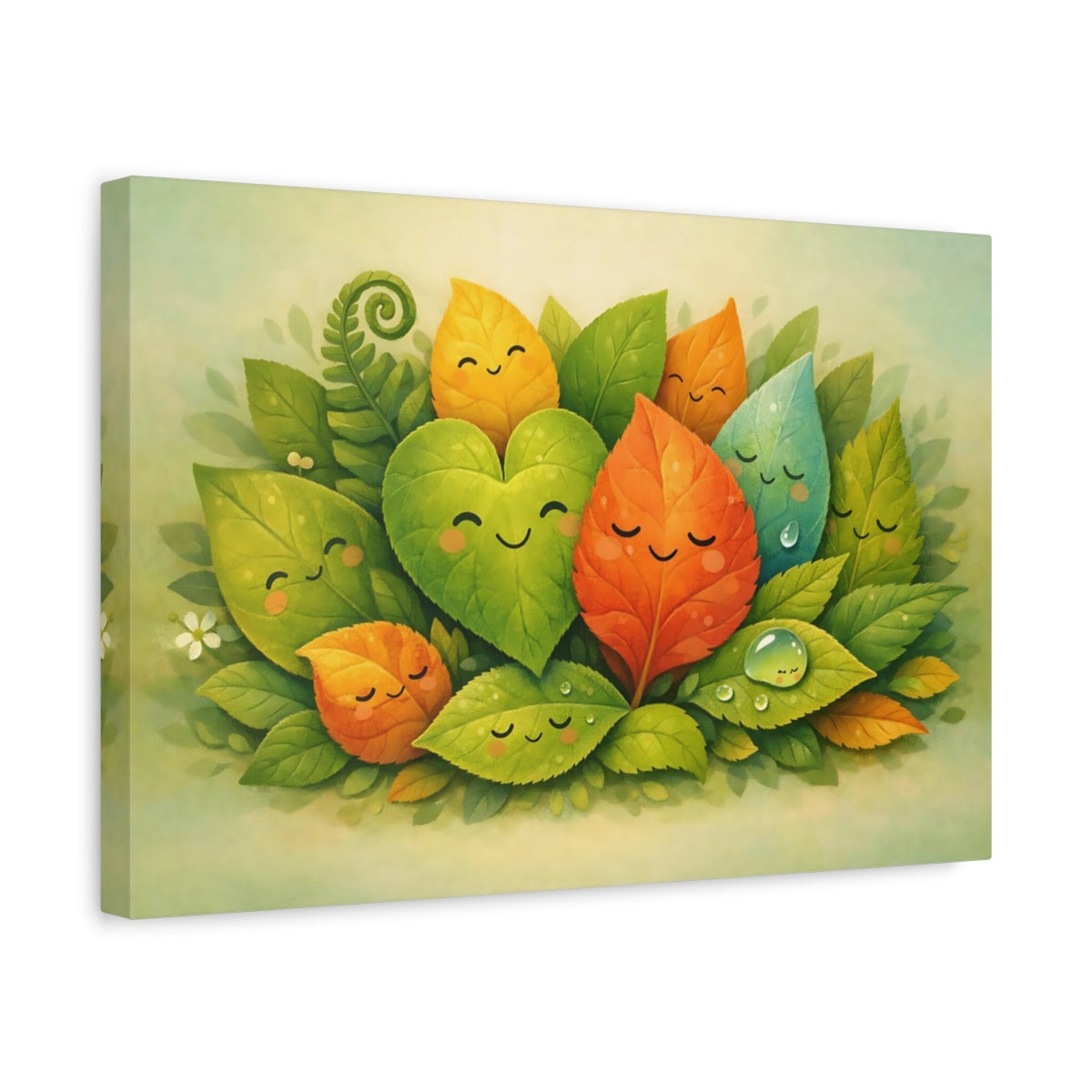 Funny Botanical Leaves Cute Nature - Canvas Wall Art Print