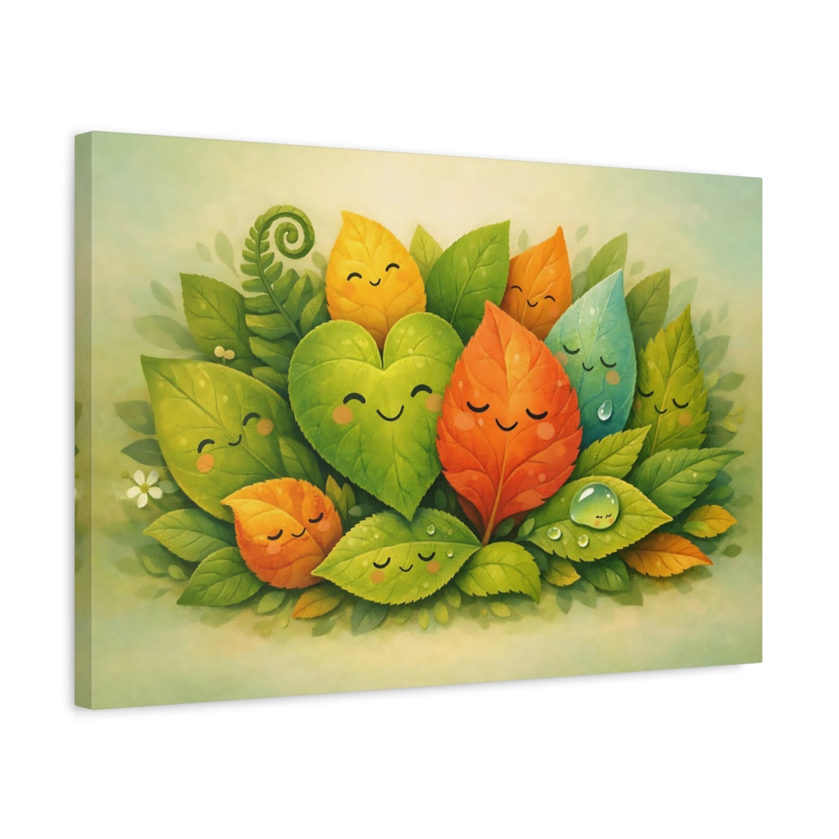 Funny Botanical Leaves Cute Nature - Canvas Wall Art Print
