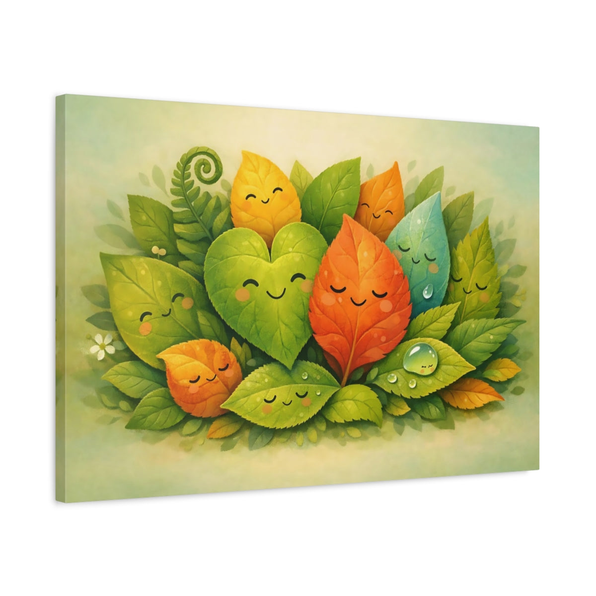Funny Botanical Leaves Cute Nature - Canvas Wall Art Print