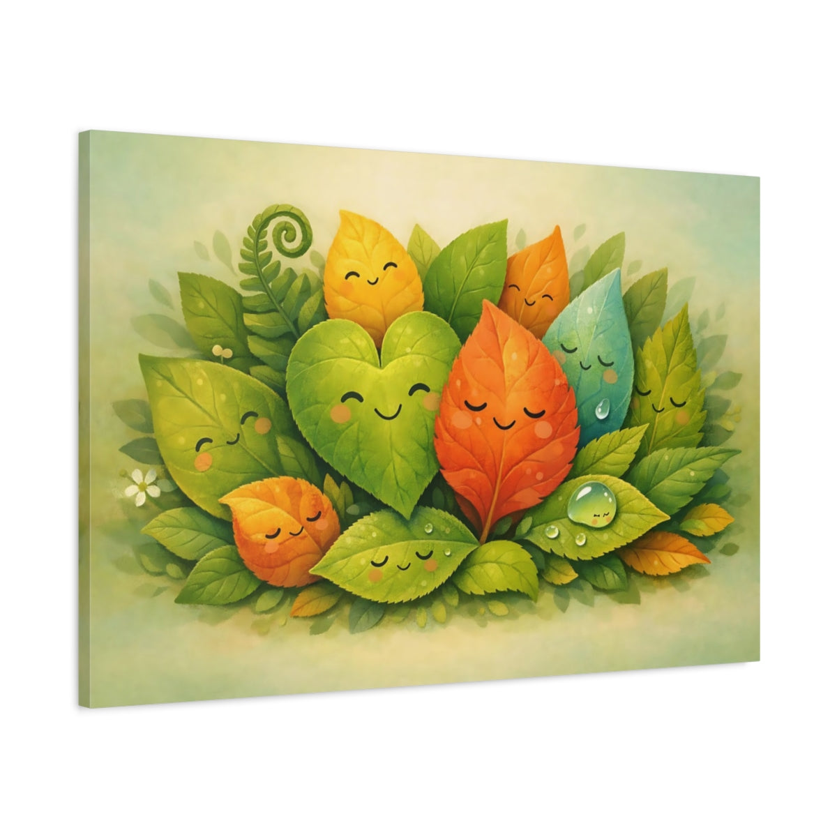 Funny Botanical Leaves Cute Nature - Canvas Wall Art Print