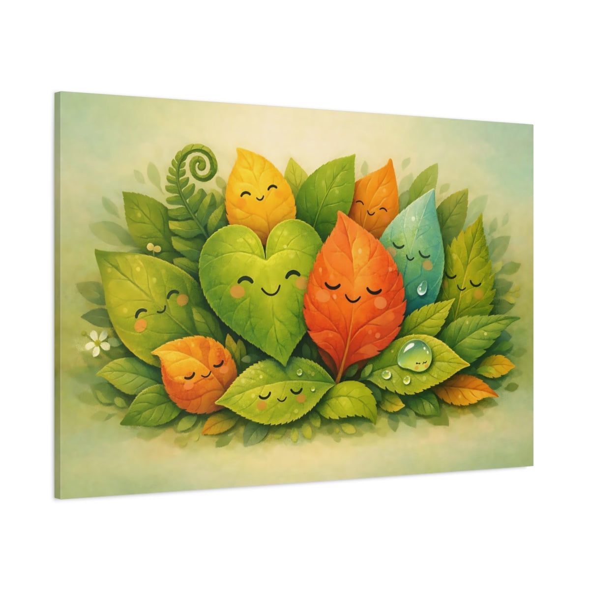 Funny Botanical Leaves Cute Nature - Canvas Wall Art Print