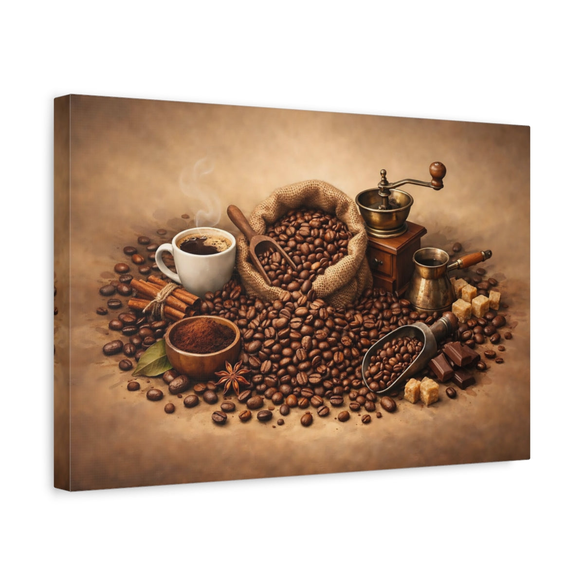 Vintage Coffee Beans - Canvas Wall Art Print