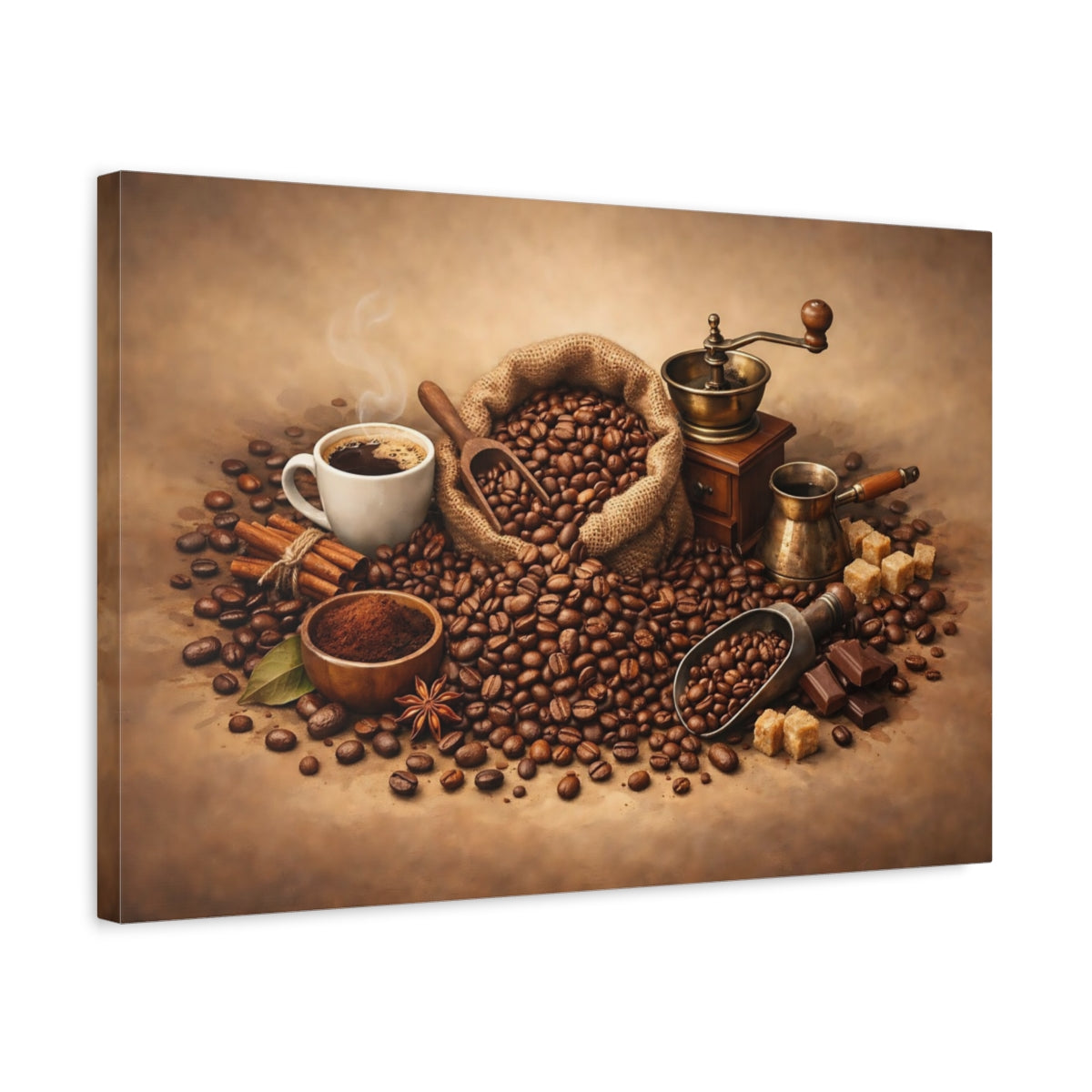 Vintage Coffee Beans - Canvas Wall Art Print