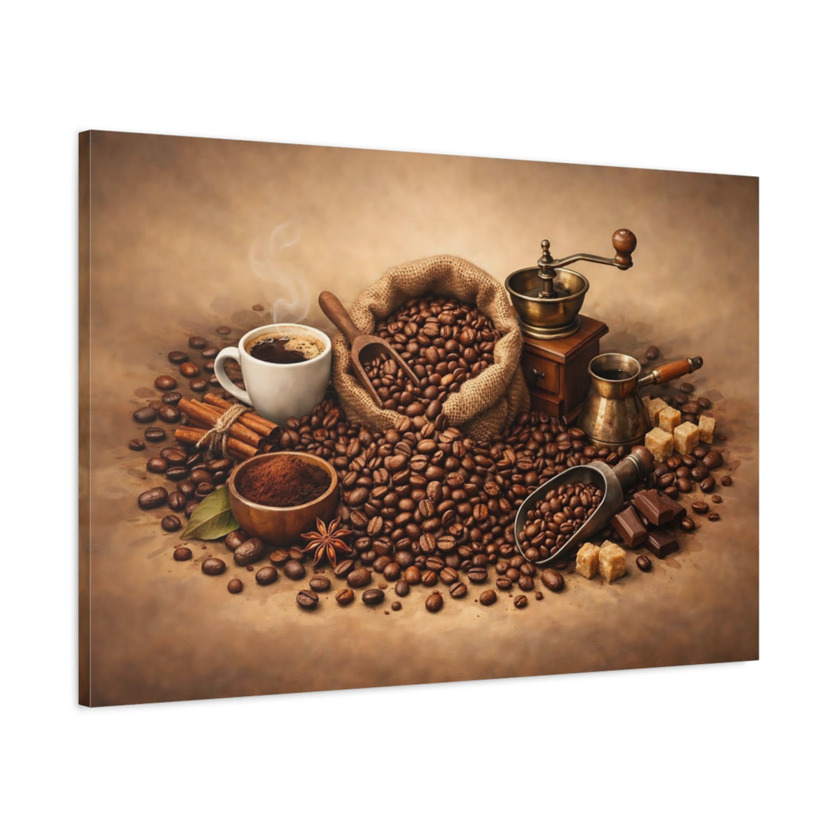 Vintage Coffee Beans - Canvas Wall Art Print