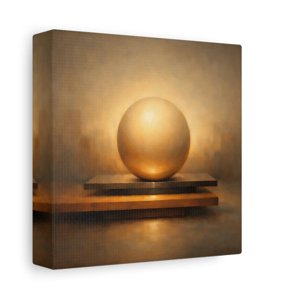 Side Mockup 1. Abstract Golden Sphere Golden Sphere Abstract shown as stretched canvas wall art