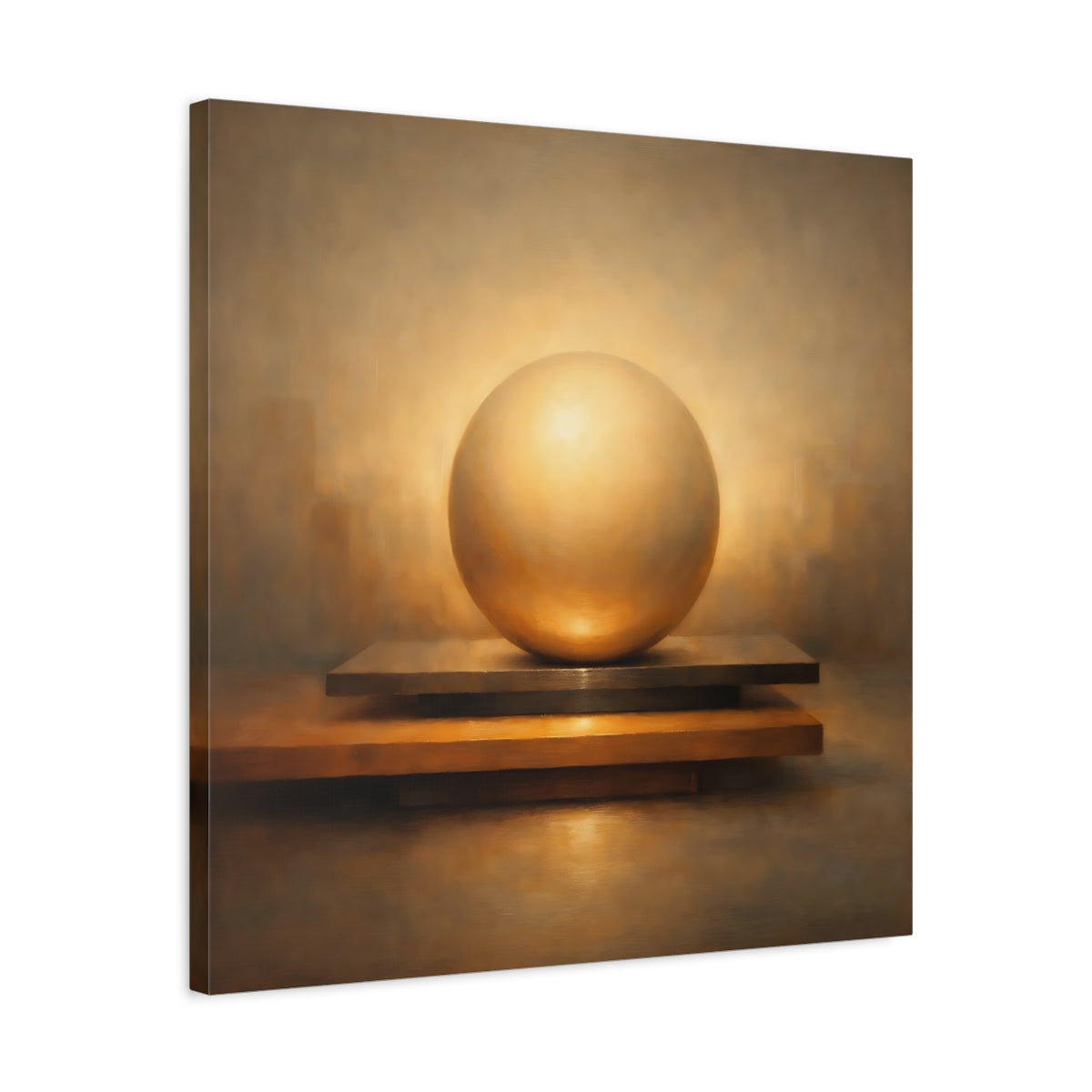 Side Mockup 4. Abstract Golden Sphere Golden Sphere Abstract shown as stretched canvas wall art
