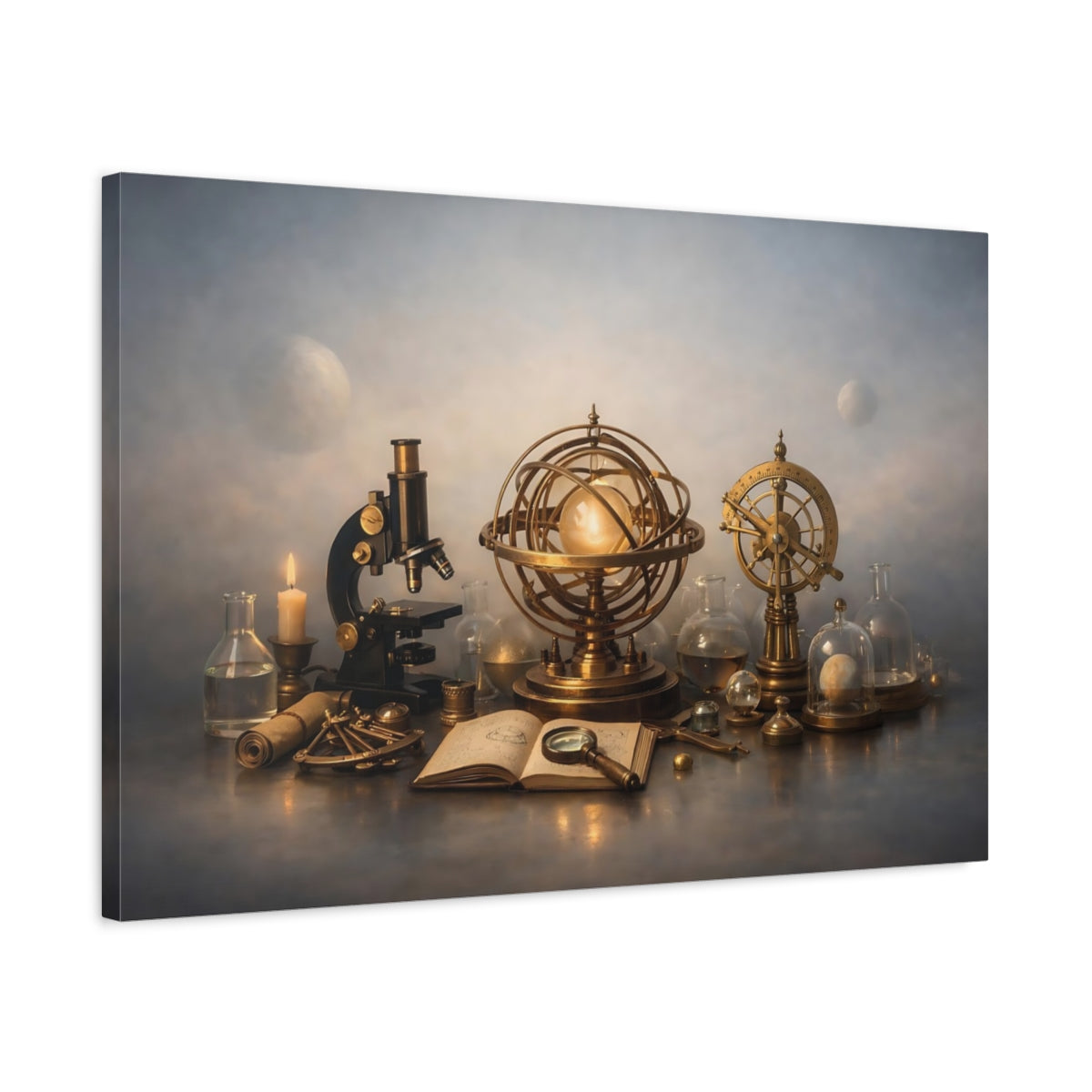 Science Fiction Scientific Instruments Vintage Brass - Canvas Wall Art Print