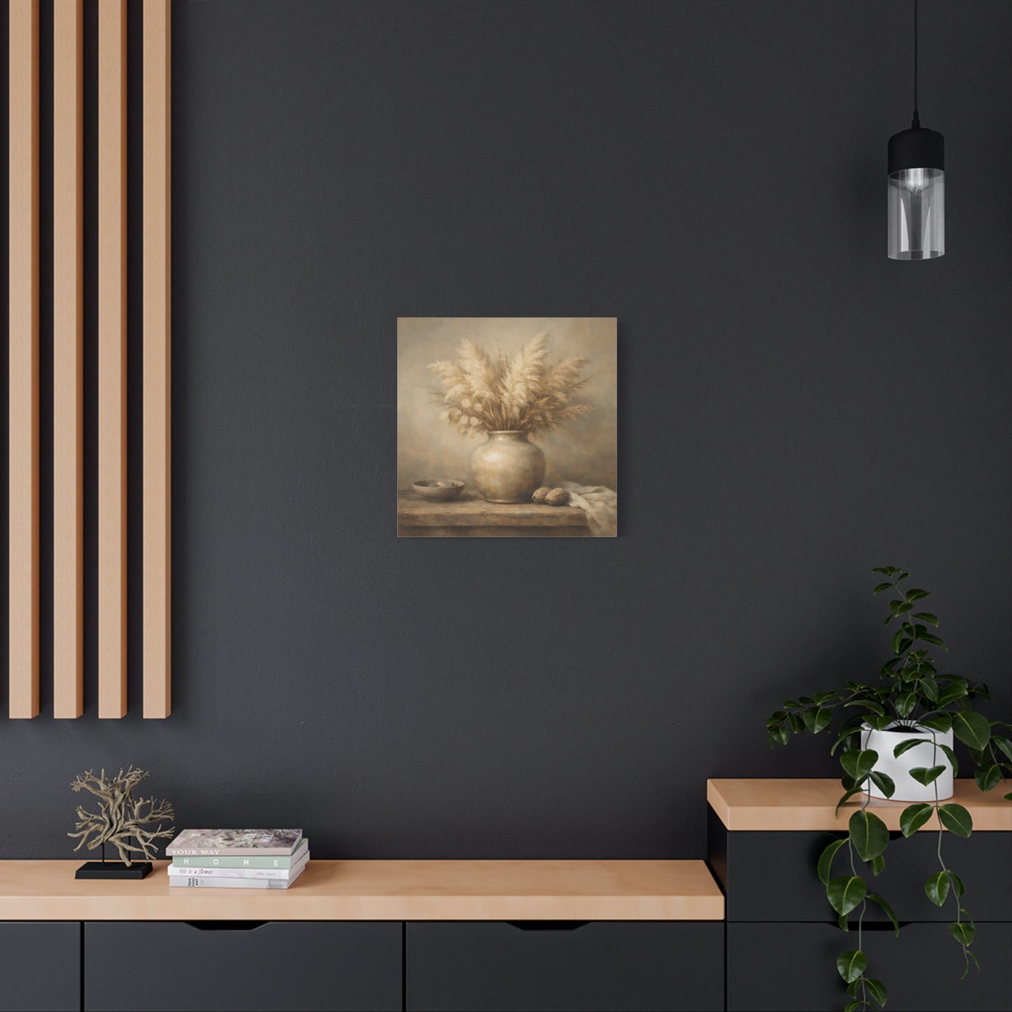 Nature Pampas Grass Brown And Beige - Canvas Wall Art Print