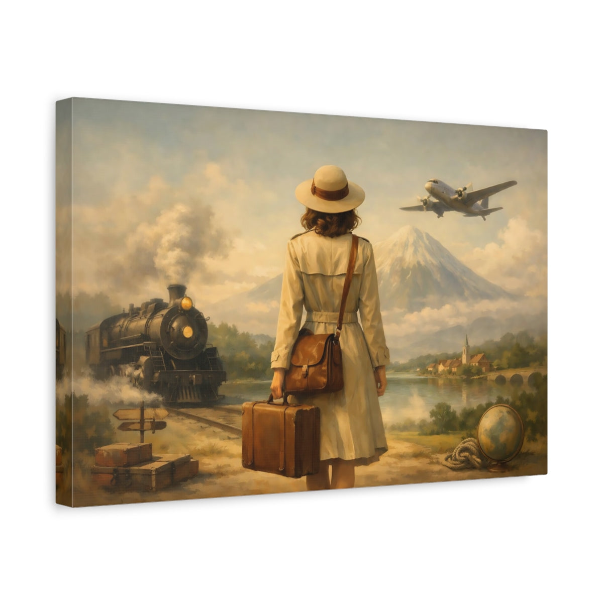 Ethereal Vintage Travel Traveler - Canvas Wall Art Print
