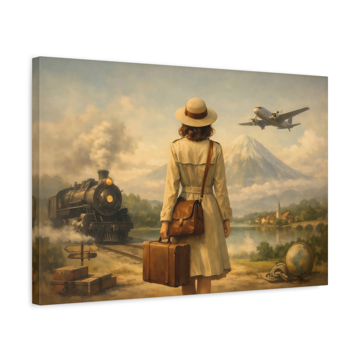 Ethereal Vintage Travel Traveler - Canvas Wall Art Print