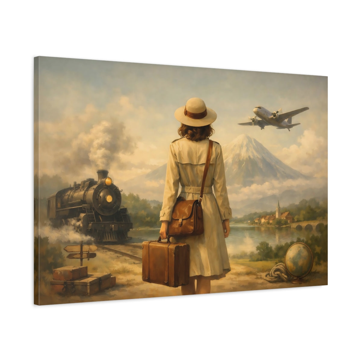 Ethereal Vintage Travel Traveler - Canvas Wall Art Print
