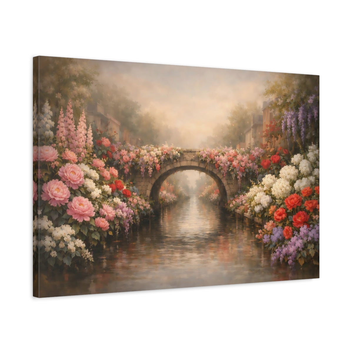 Floral Canal Street Bridge - Canvas Wall Art Print