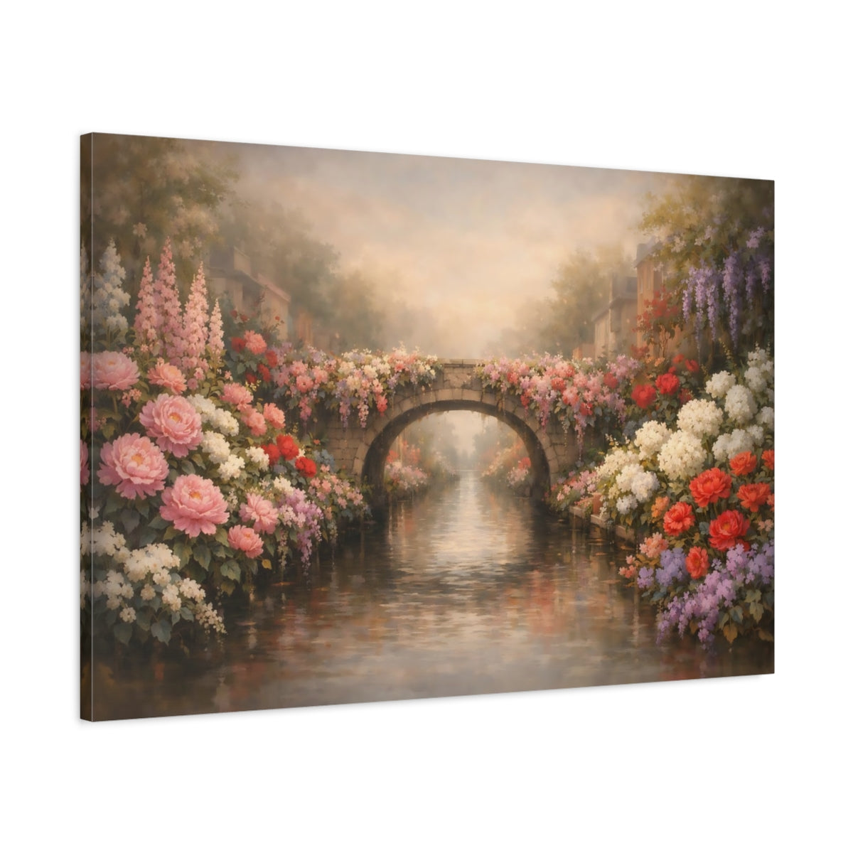 Floral Canal Street Bridge - Canvas Wall Art Print