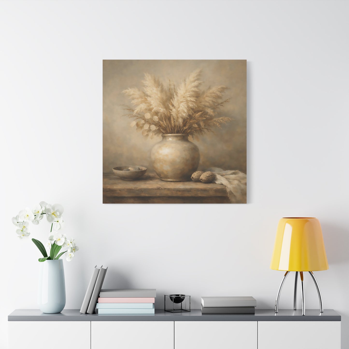 Nature Pampas Grass Brown And Beige - Canvas Wall Art Print