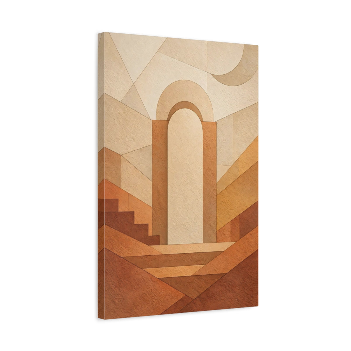 Abstract Archway Brown And Beige - Canvas Wall Art Print