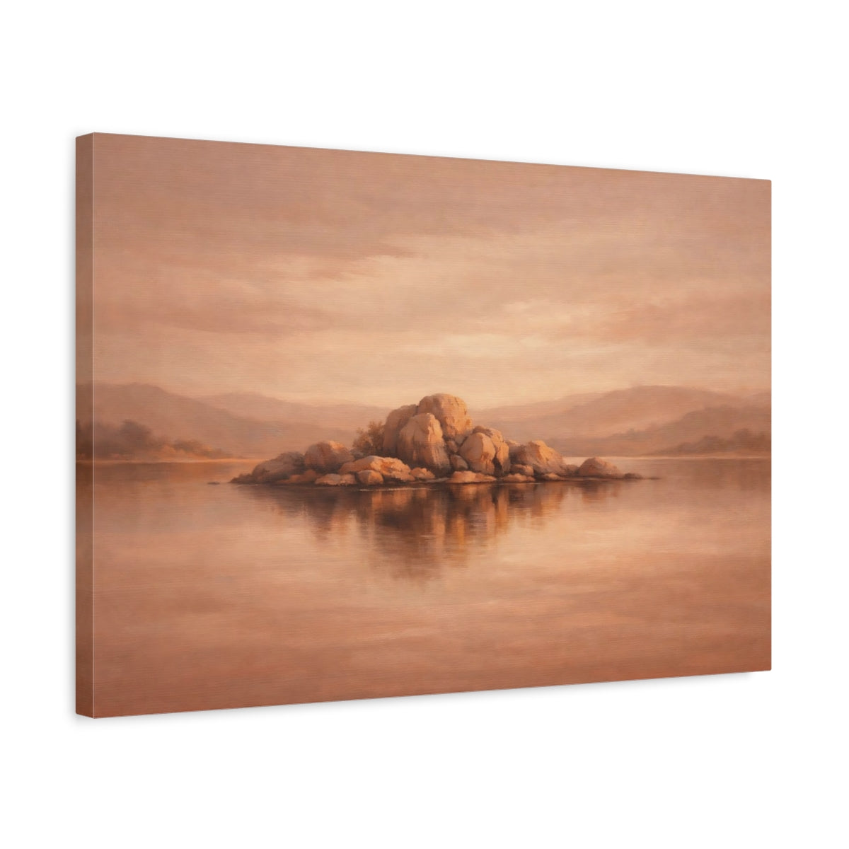 Side Mockup 3. Contemporary Soft Terracotta Minimal Tone shown as stretched canvas wall art