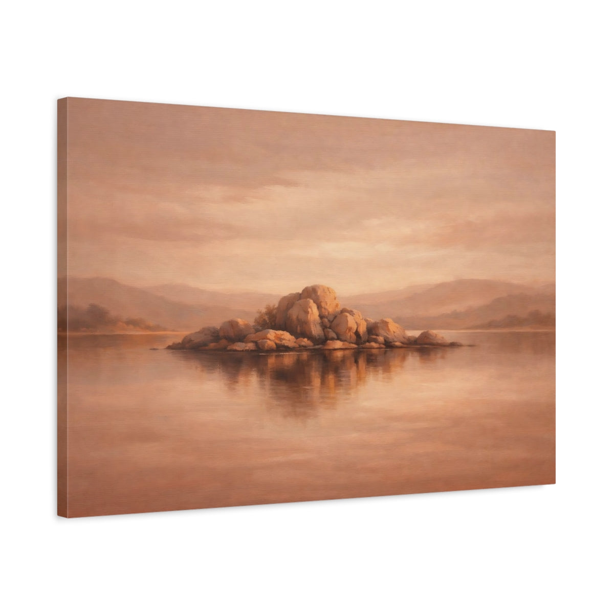 Side Mockup 2. Contemporary Soft Terracotta Minimal Tone shown as stretched canvas wall art