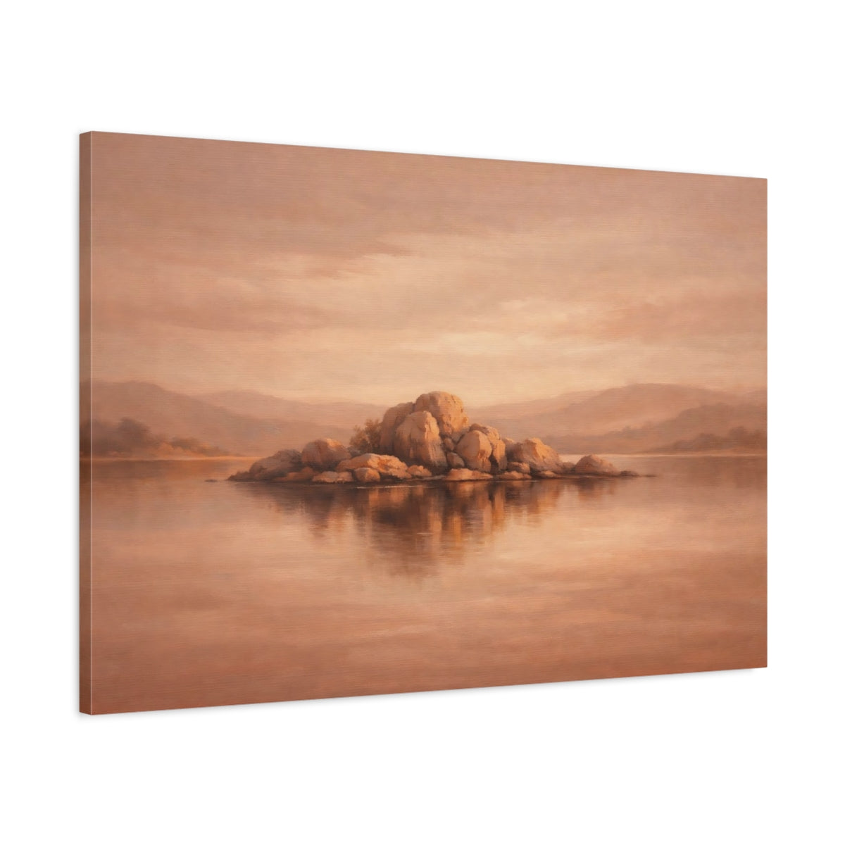 Side Mockup 1. Contemporary Soft Terracotta Minimal Tone shown as stretched canvas wall art