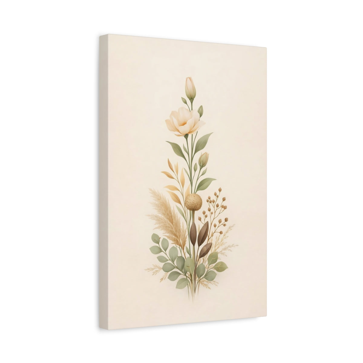 Floral Botanical Bouquet Neutral - Canvas Wall Art Print