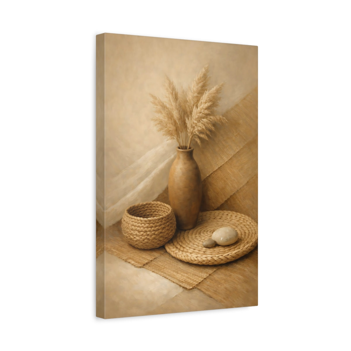 Side Mockup 4. Nature Pampas Grass Pampas Grass Boho shown as stretched canvas wall art