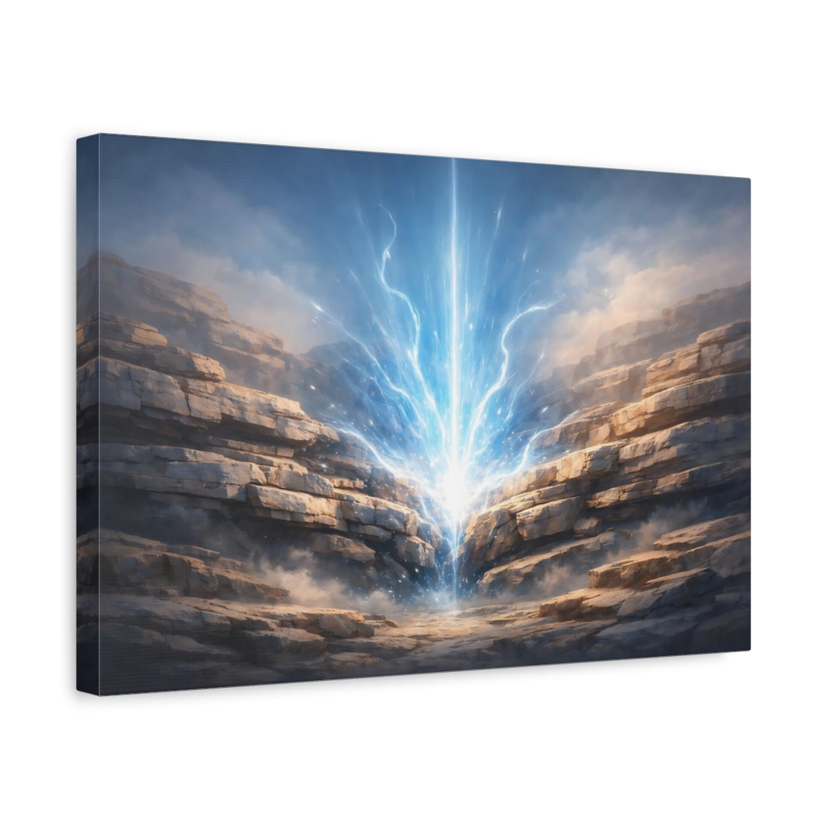 Science Fiction Stone Layers Energy Beam - Canvas Wall Art Print