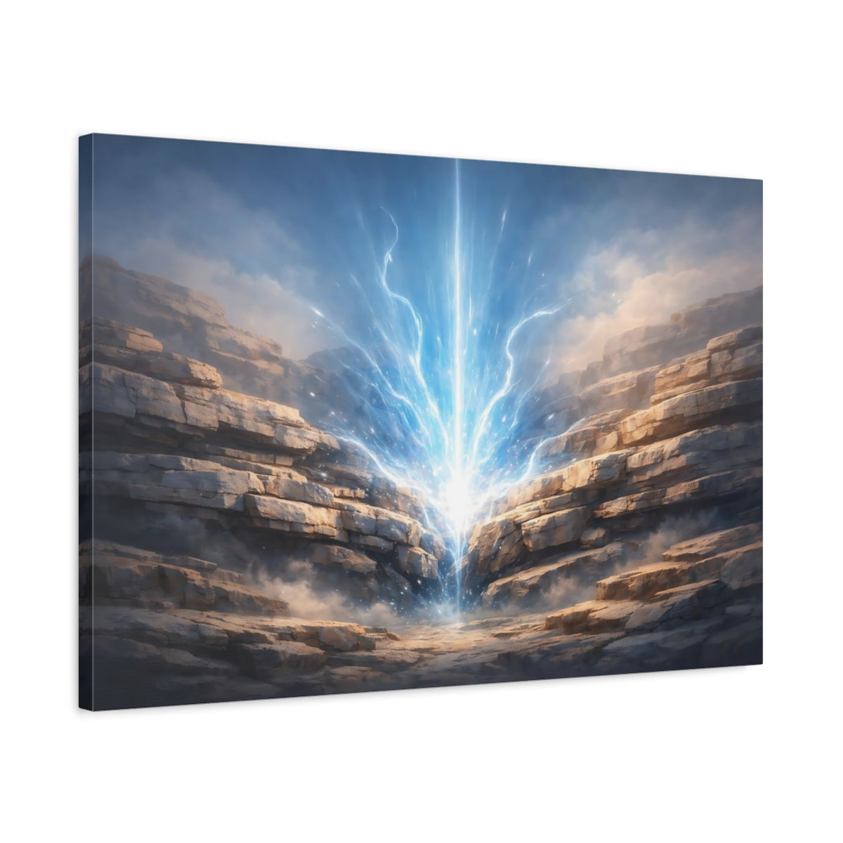 Science Fiction Stone Layers Energy Beam - Canvas Wall Art Print