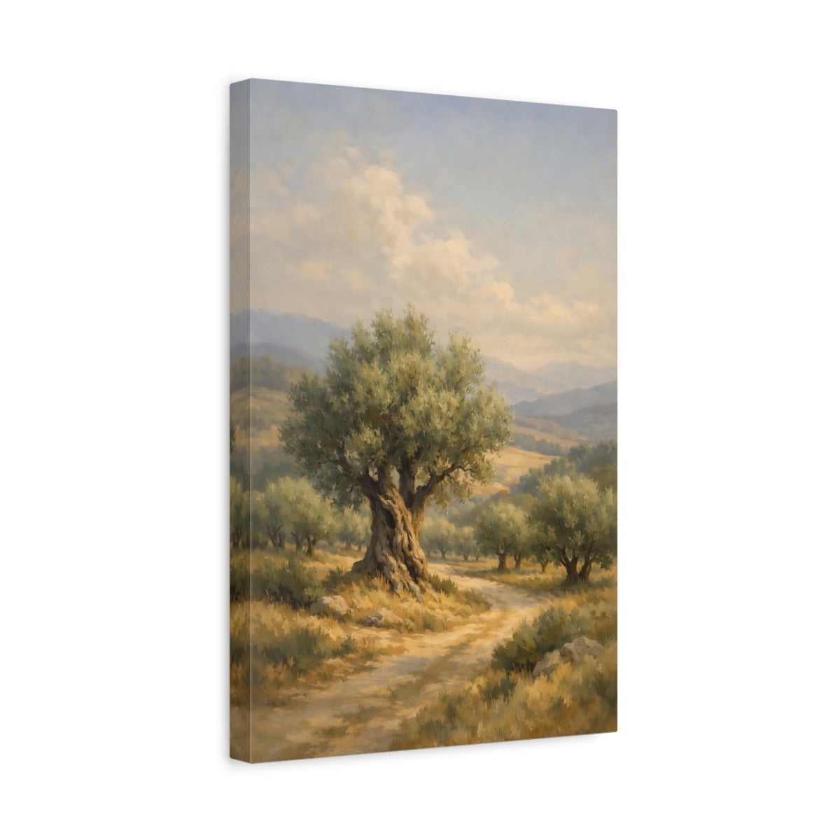 Side Mockup 4. Nature Olive Tree Olive Grove shown as stretched canvas wall art