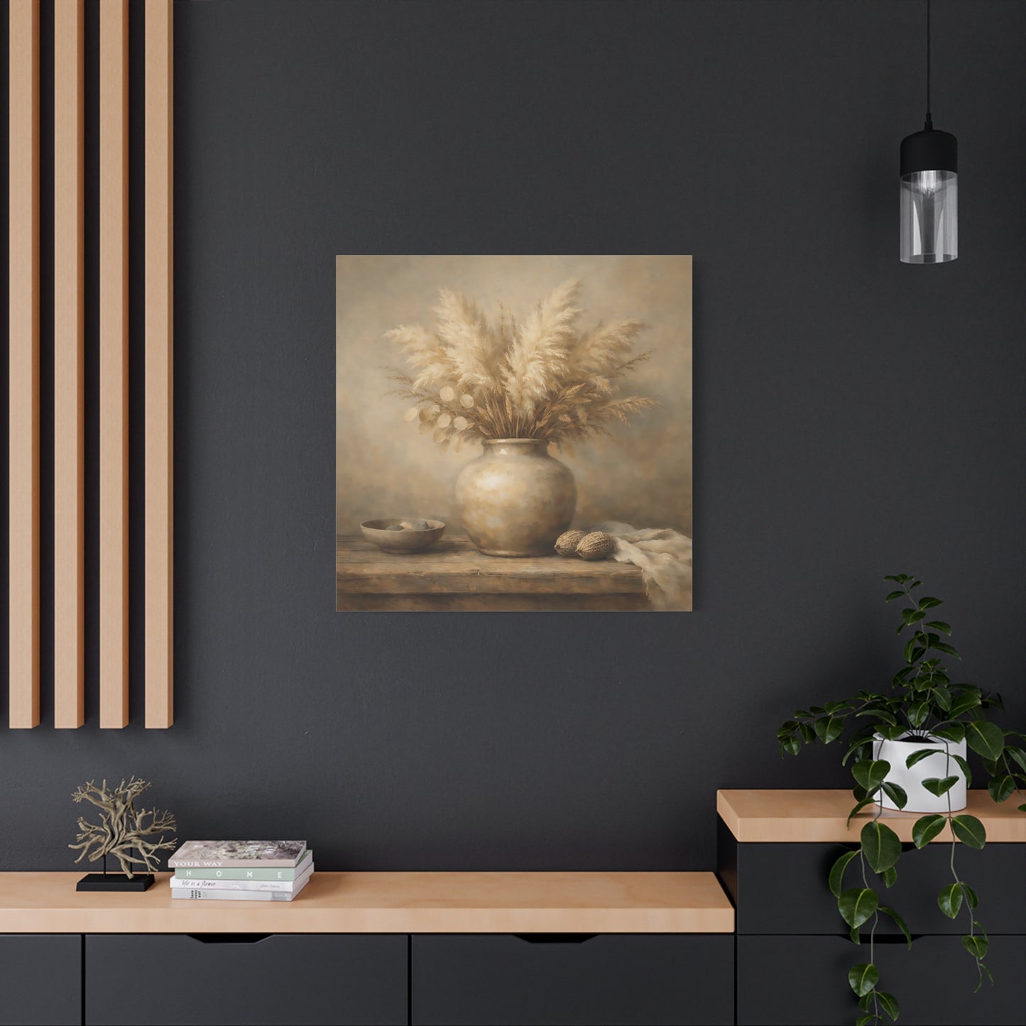Nature Pampas Grass Brown And Beige - Canvas Wall Art Print