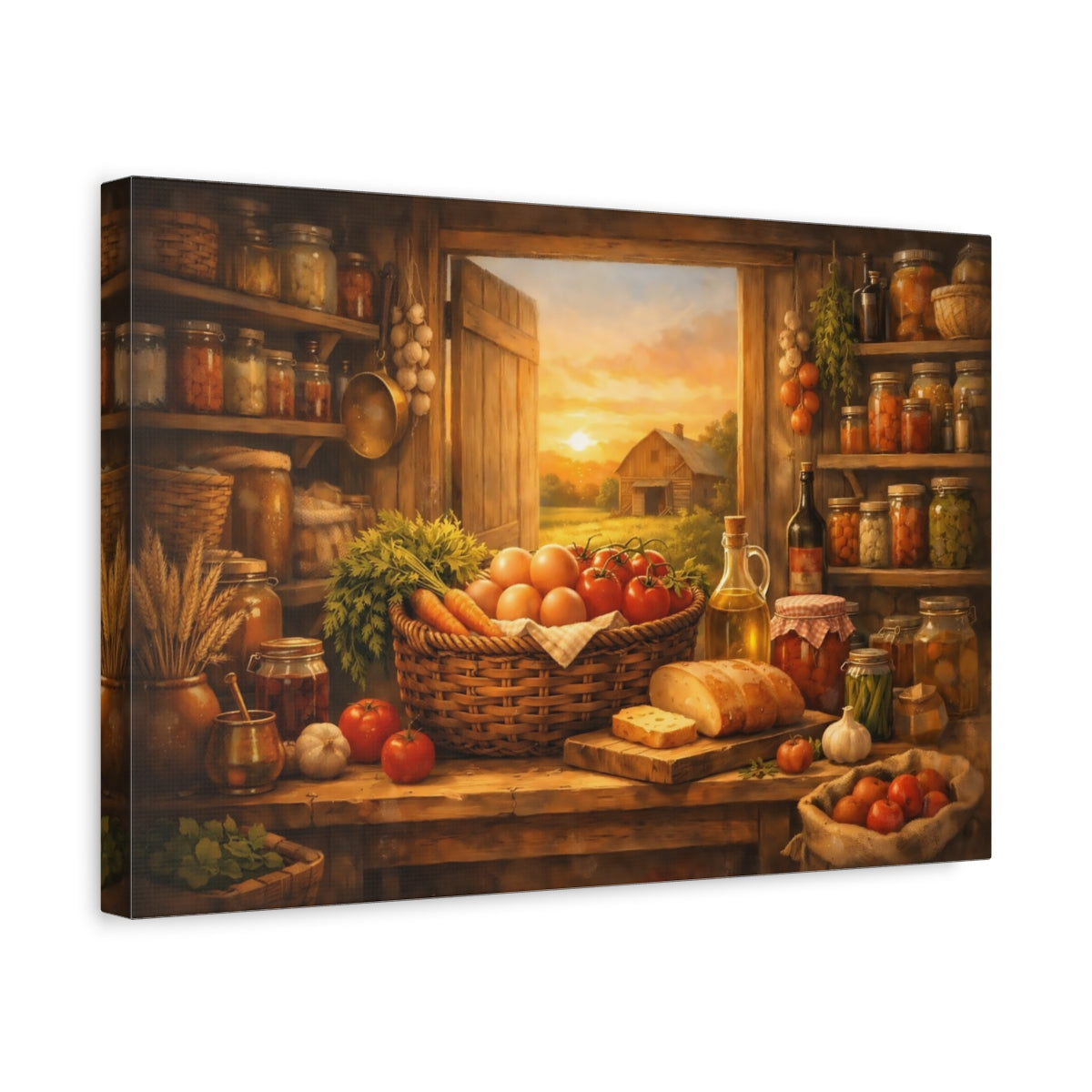 Golden Glow Farmhouse Pantry Kitchen Nature - Canvas Wall Art Print